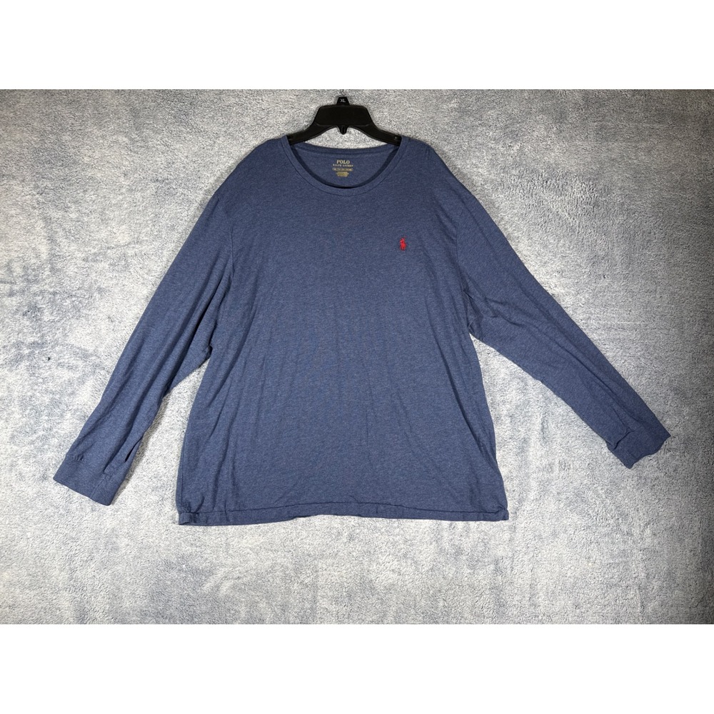 Polo Ralph Lauren Mens XXL Blue Long Sleeve Cotton T-Shirt Red Pony Logo 9317